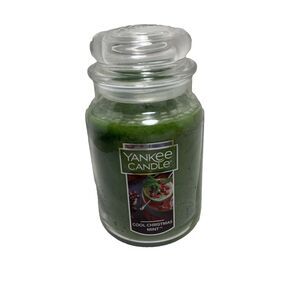 Yankee Candle Cool Christmas Mint Large  Glass Jar 22oz Holiday Green